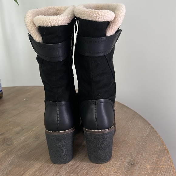 Scarpini Black Faux Leather Suede Boots Mid Calf Block Rubber Heel EU Size 37 - Picture 6 of 17